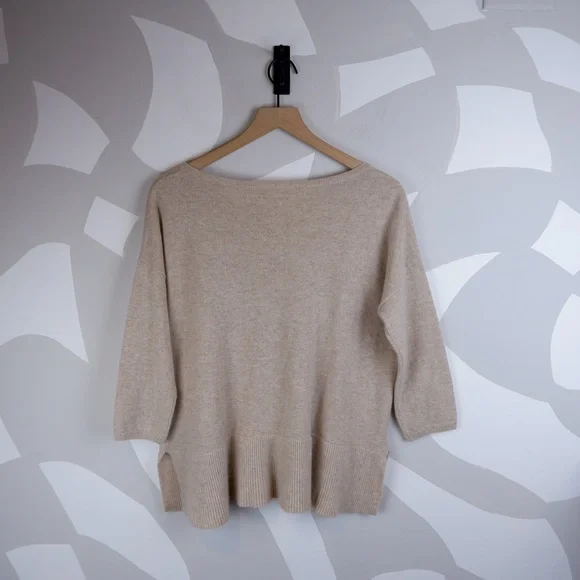 Garnet Hill Cashmere Cream Sweater | M - Picture 3 of 5